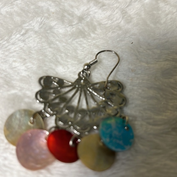 Charming Charlie, hypo allergenic chandelier earrings multicolor coral Thailand - Picture 3 of 7